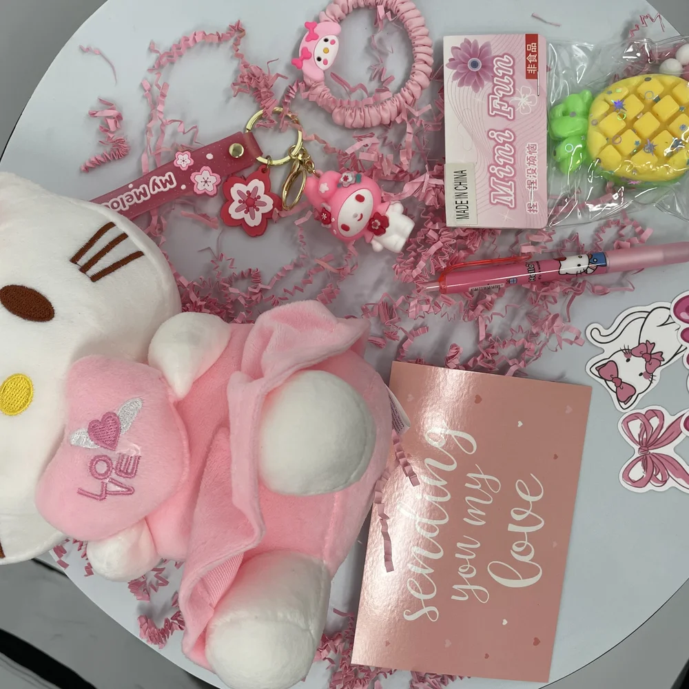 NEW Cute Pink Plush & Accessories Hello Kitty Valentine Gift box 5 pc Set ❤️ 🎁